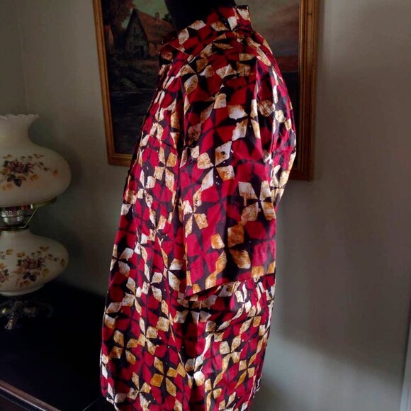 Mens Batik Shirt Button Front Ethnic African Polynesian Block Print 42" Chest - Picture 10 of 10